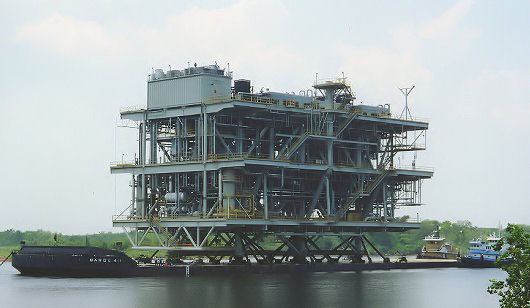 Crowley barge 411 loaded with Chevron module