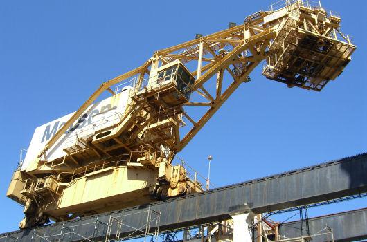 Crane rolled forward on elevated rails