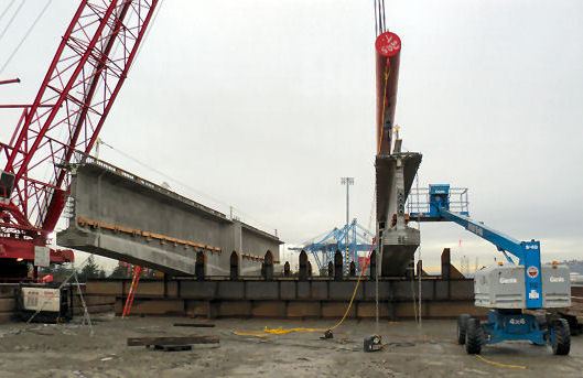 Manette bridge girders loaded onto barge
