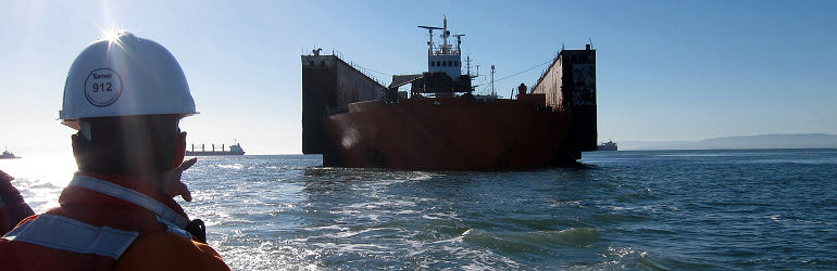 SF drydock transport on Tern - Drydock lifted 2 ft out of water