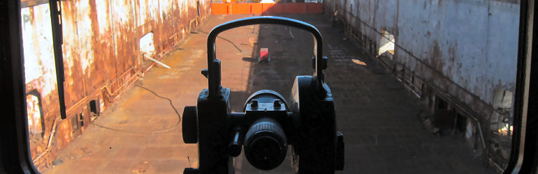 SF drydock transport on Tern - Theodolite ready for alignment drydock