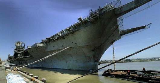 The Oriskany in preparation of the tow